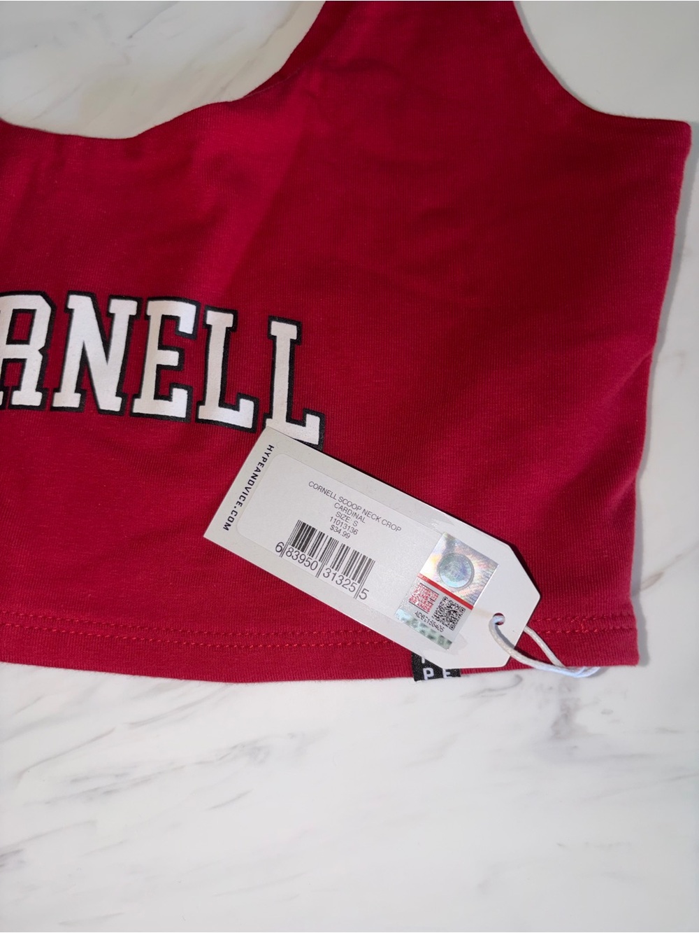 Hype & Vice Cornell University Red Crop Tank scoop neck cardinal Bra Top Small - Picture 4 of 6